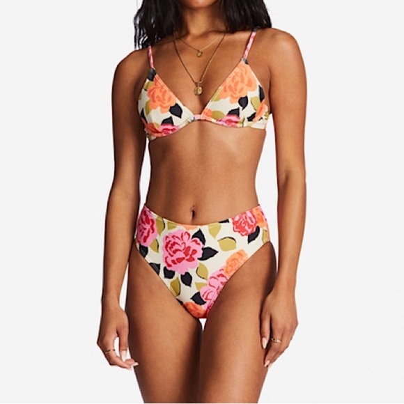 Billabong π Tanlines Garden Floral High Maui Cheeky Bikini Bottom - Picture 2 of 10